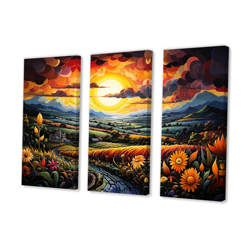 «Whimsical Magical Fields» - ensemble d'art mural ferme, H 40 po x l 60 po x P 1 po