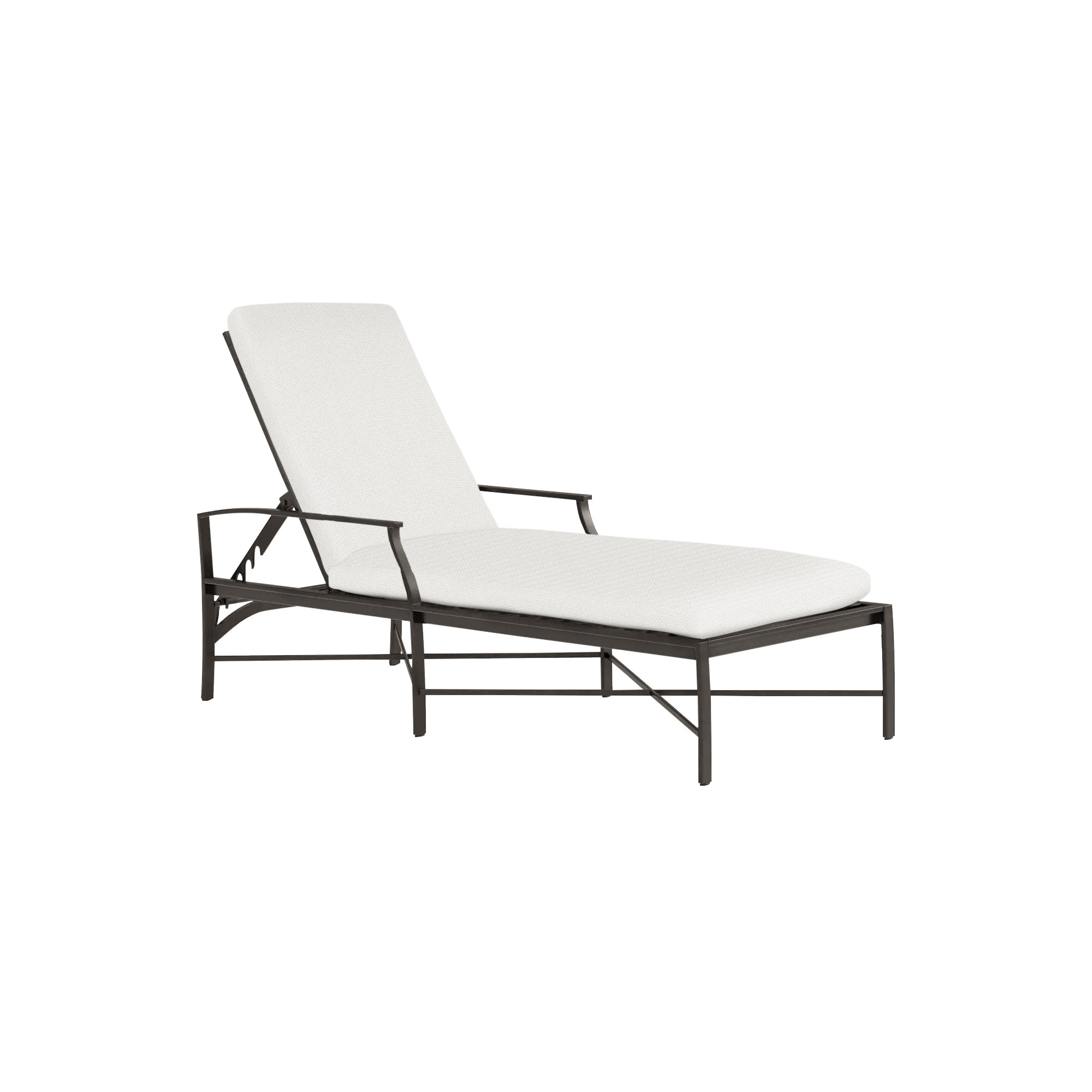Monaco Wrought Aluminum Outdoor Chaise Lounge, Slate Gray, Linen Forest, Welt