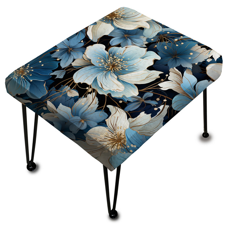 Motif de rêve floral bleu et blanc - Repose-pieds rectangulaire floral
