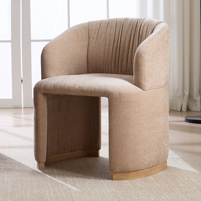 Chaise de salle à manger moderne de 25 po de largeur avec repose-pieds en tonneau avec pieds et dossier en bois massif pour salle à manger / salon