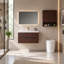 Meuble-lavabo simple, mural et suspendu, préassemblé, avec lavabo intégré en acrylique, brun foncé-1076995326