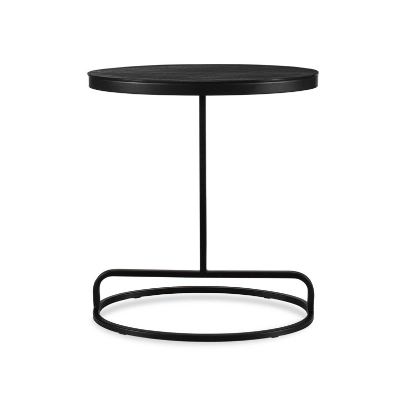 Table d'appoint Weny, plateau ovale de 21 pouces, base en aluminium noir et fer