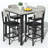 5-Piece Dining Table Set For 4, Counter Height Table With 4 Upholstered Bar Stools, Modern Kitchen Table & Chairs Set Of 4 With Footrest & Backrest, Compact Dining Set For Pub, Dining Room, Restaurant-596137368