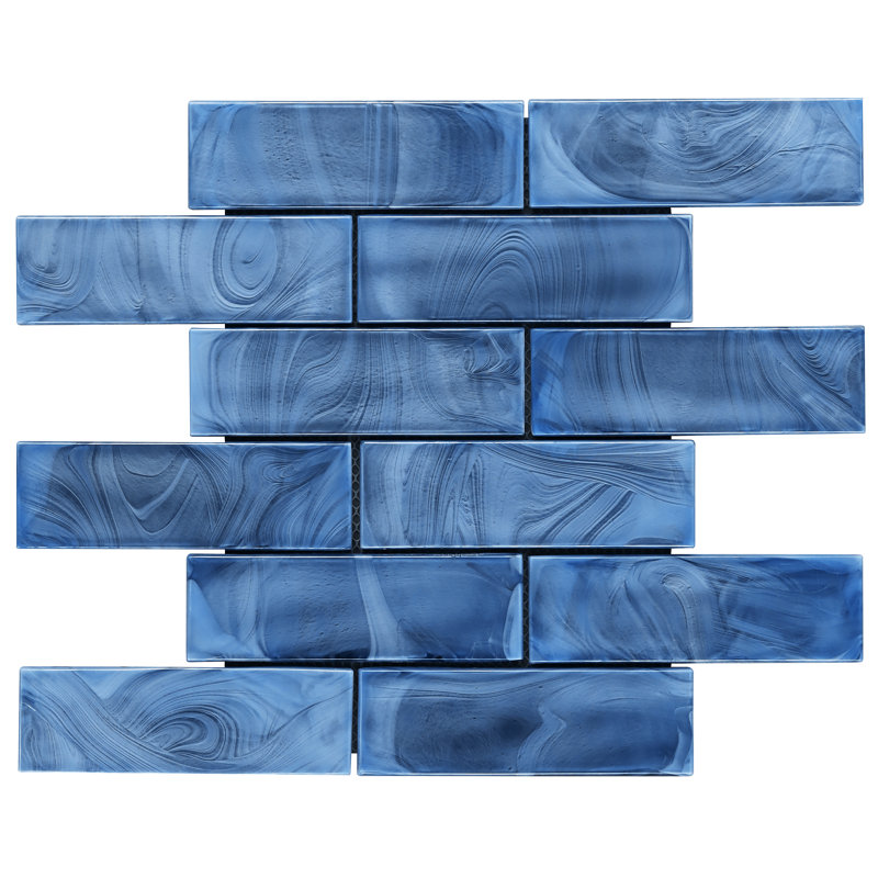 Carrelage mural mosaïque en verre 11,81 "x 11,81" Glamour Iridescent, Bleu ciel