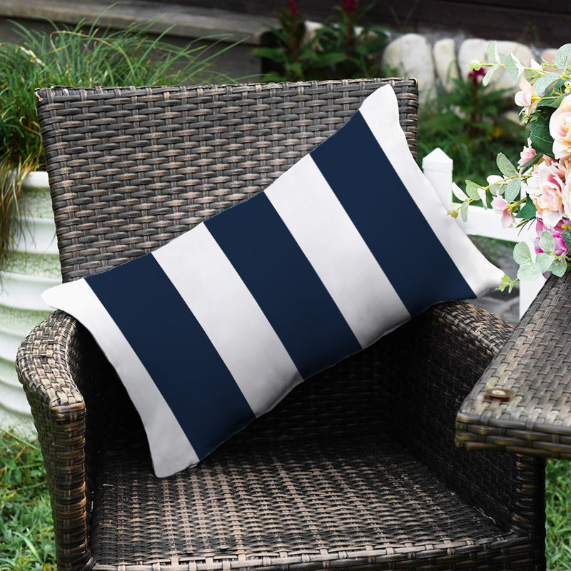 Set of 2 Stripes Indoor/Outdoor Throw Pillows Covers 12"x20" Rectangle Lumbar support, Rectangle 12"H x 20"W