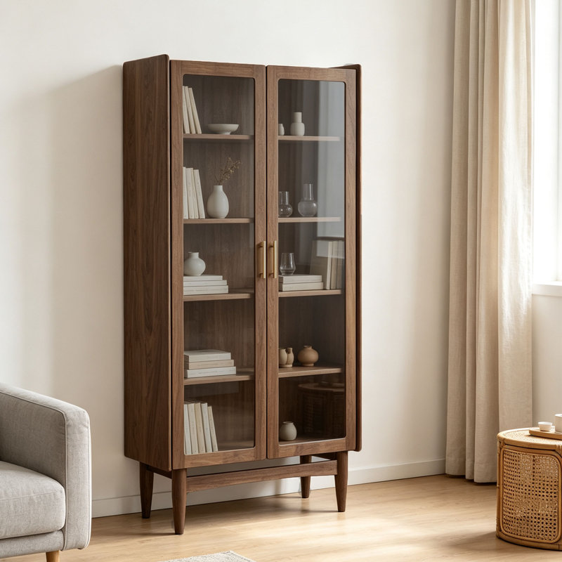 Bibliothèque intérieure simple de style européen, Marron foncé