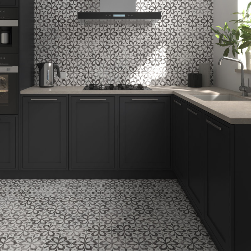 Classico Bardiglio Daisy 7" x 8" Porcelain Patterned Wall & Floor Tile