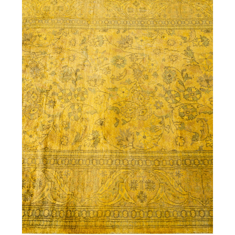 Overdyed Hand-Knotted Wool Modern-Contemporary Yellow Runner 2' 7" x 10' 3"