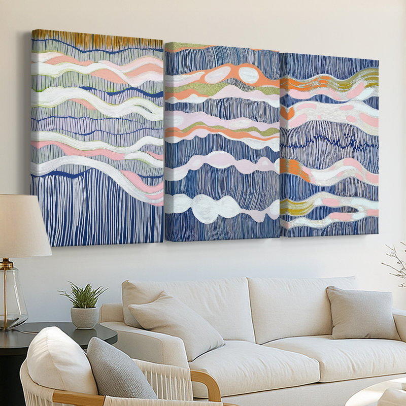 ABSTRACT Series cmxxv - Toile tendue sur mesure - 3 pièces, H 36 po x l 72 po