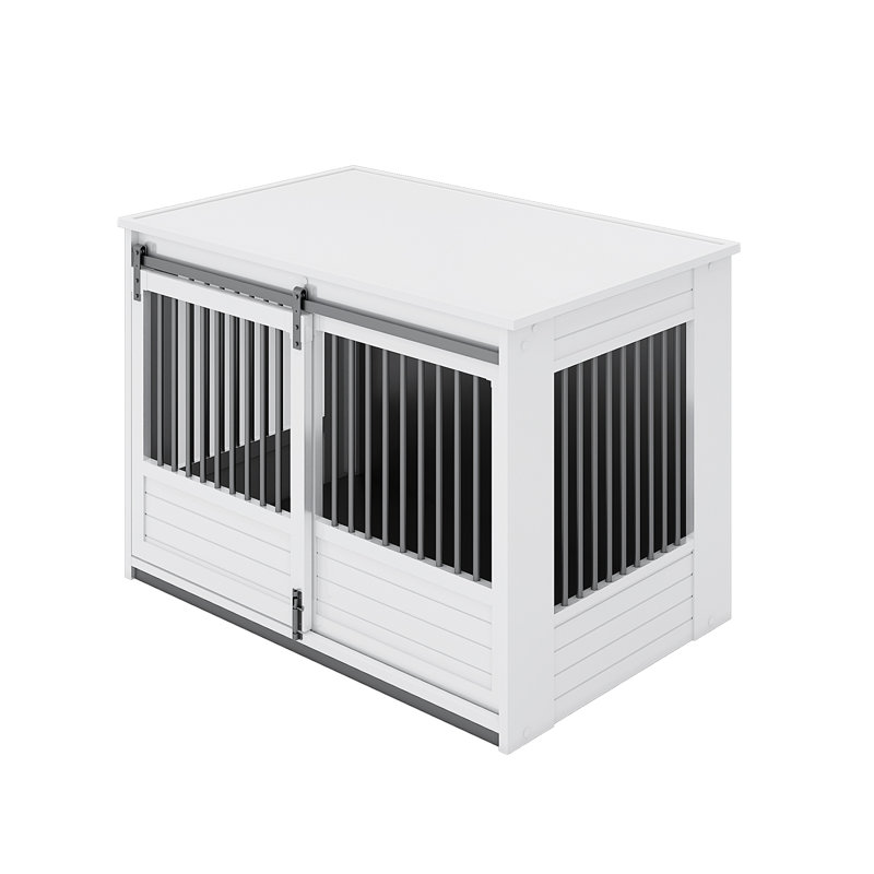 Tucker Murphy® ECOFLEX® Barn Door Dog Crate End Table, Large (29.92" H x 27.87" W x 43.07" D) , White