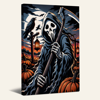 «Grim Reaper» tenant une faux en citrouille