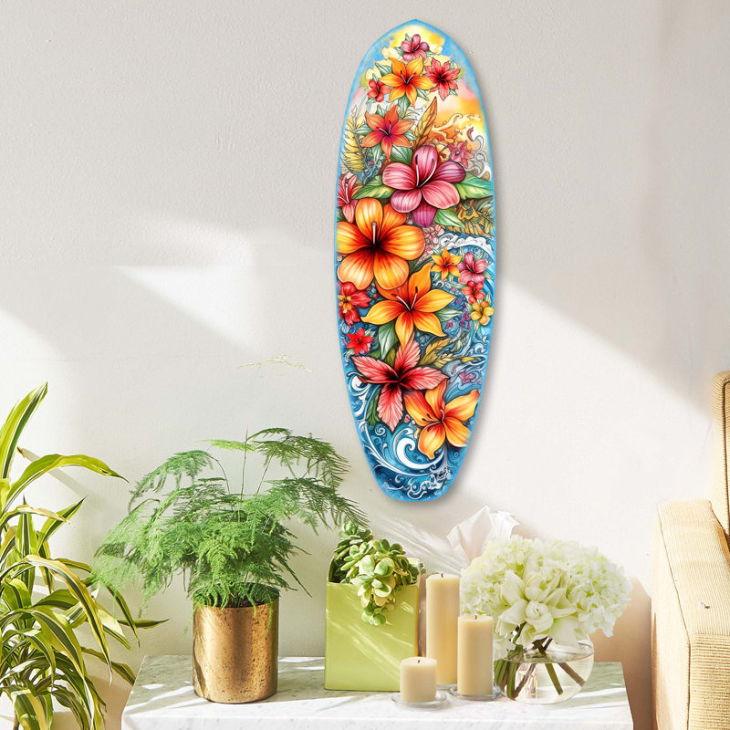 Surfboard Wall Décor, 24" H x 8" W x 1" D
