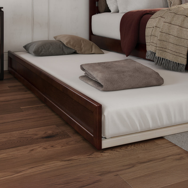 Lit gigogne en bois massif Sanvir, Simple TG, Noyer