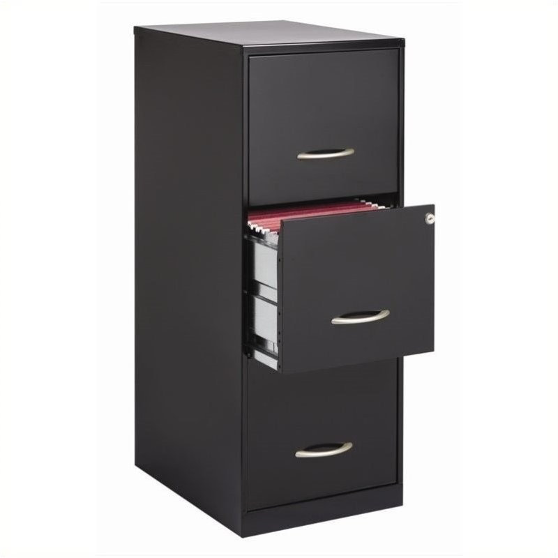  Classeur vertical moderne en métal noir à 3 tiroirs pré-assemblé