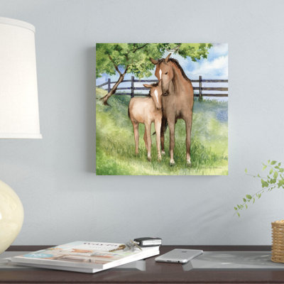 «Farm Family Horses» par Kathleen Parr McKenna, reproduction d'art sur toile tendue