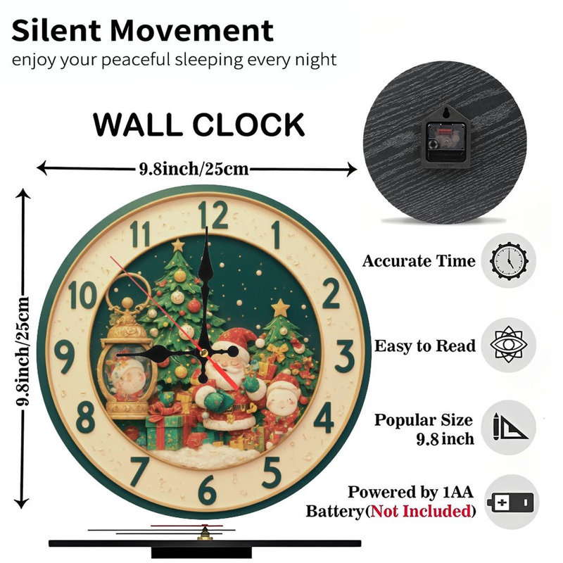 Horloge de Noël avec le père Noël et l'elfe