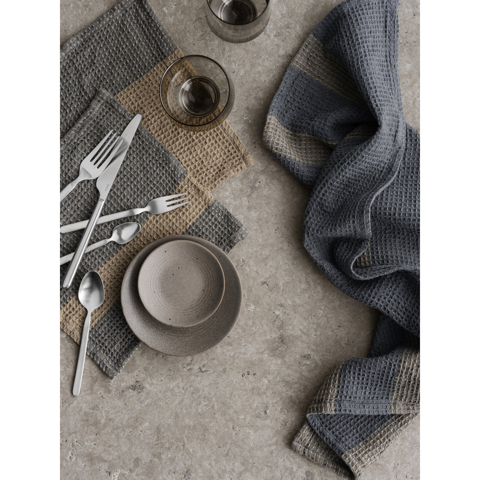 Gano Organic Cotton Dish Cloth, Steel Gray/Tan