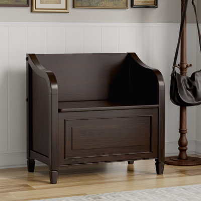 Petit banc de rangement en bois massif avec couvercle relevable et bordure décorative l 30 po Connaught