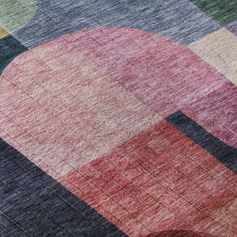 Tapis contemporain de qualité supérieure lavable à la machine Dilorenzo AMF1122, Rond 8 pi