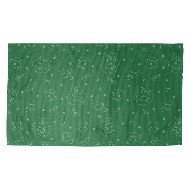 Tapis vert/blanc fait main, Rectangle 3 pi x 5 pi