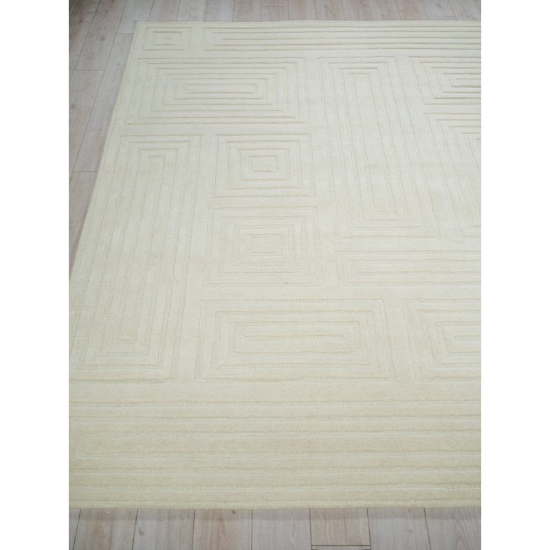 Teton Handmade New Zealand Wool Beige/Ivory Area Rug, Rectangle 9' x 12'
