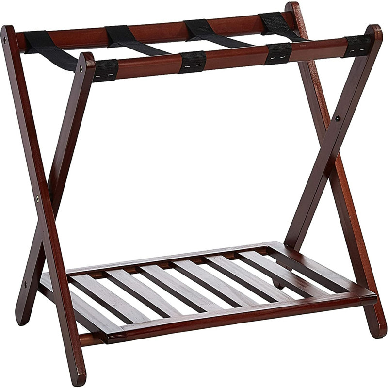 Porte-bagages pliable en bois, Chêne miel, H 22,25 po x l 26,75 po x P 16 po