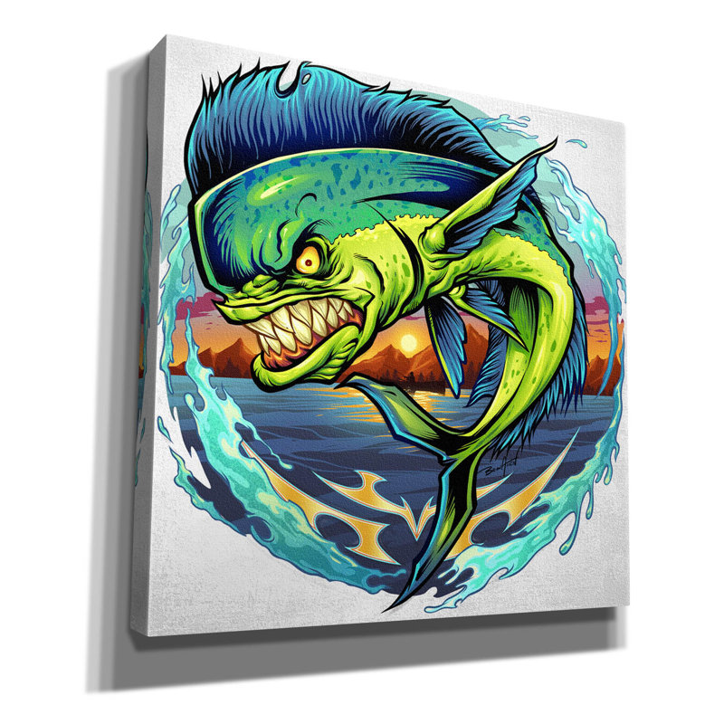 Burdge Angry MahiMahi sur toile, H 37 po x l 37 po x P 1,5 po