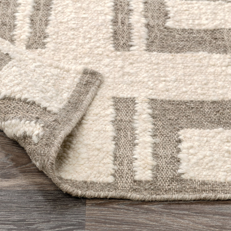 Kavala Handwoven Wool Blend Accent Rug, Ivory/Gray, Rectangle 2' x 3'
