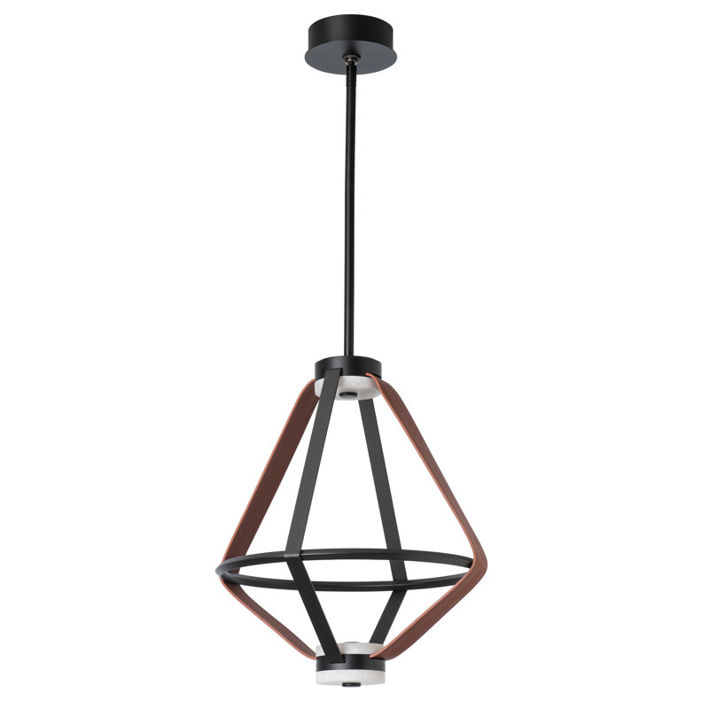 Aspen LED Lantern, Black, Chestnut Leather, 16.5"D x 16.6"W x 20"H