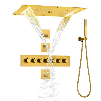 Système de pomme de douche cascade encastrée à DEL Cascade