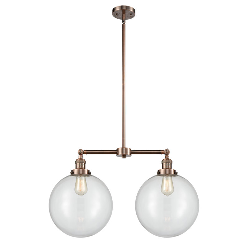 Oliver 2 - Light Kitchen Island Pendant, Clear, Antique Copper