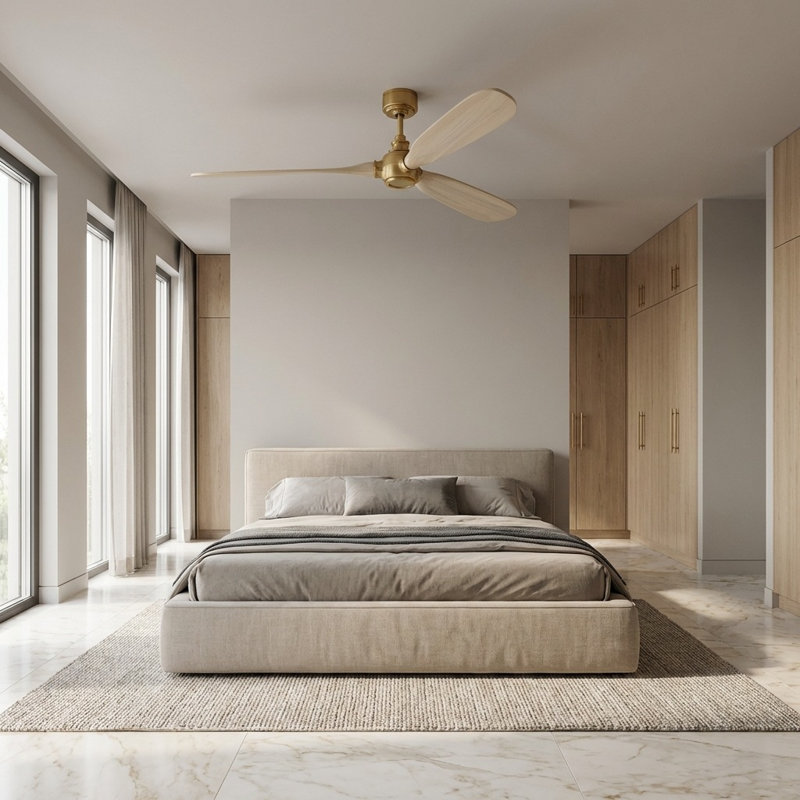 Valiant Smart 60 Ceiling Fan, Washed White Oak, Burnished Brass