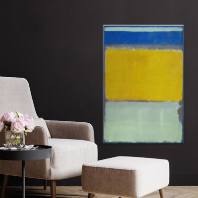 Elegant Rothko-Style Blue & Yellow Printed Canvas Artwork,1P WhiteFramedCanvas