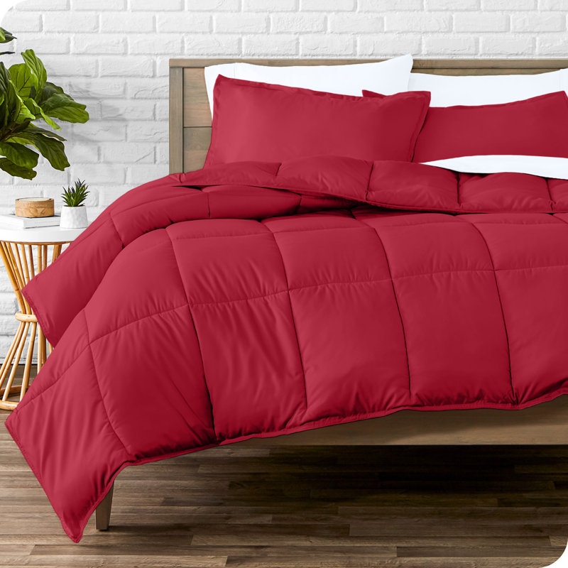 Lit dans un sac en microfibre 1800 de qualité supérieure 1800, Rouge / blanc, Très grand édredon + 6 pièces supplémentaires