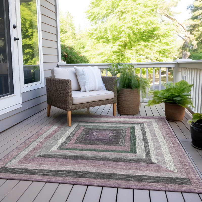 Tapis intérieur / extérieur lavable à la machine Xhevrie, Rectangle 2 pi 6 po x 3 pi 10 po