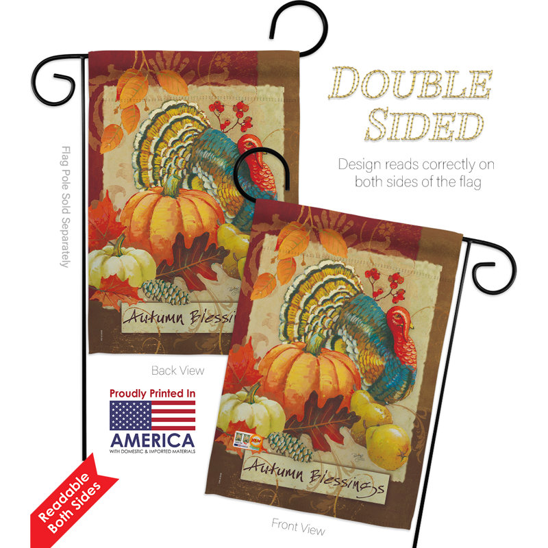 Autumn Blessings Turkey Fall Double-Sided Garden Flag