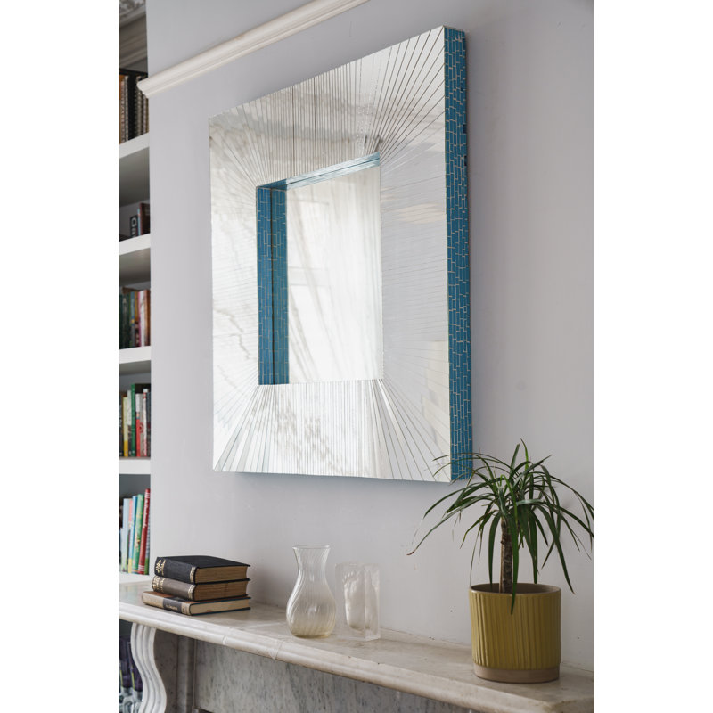 Chriopher Flat Wall Mirror, Turquiose