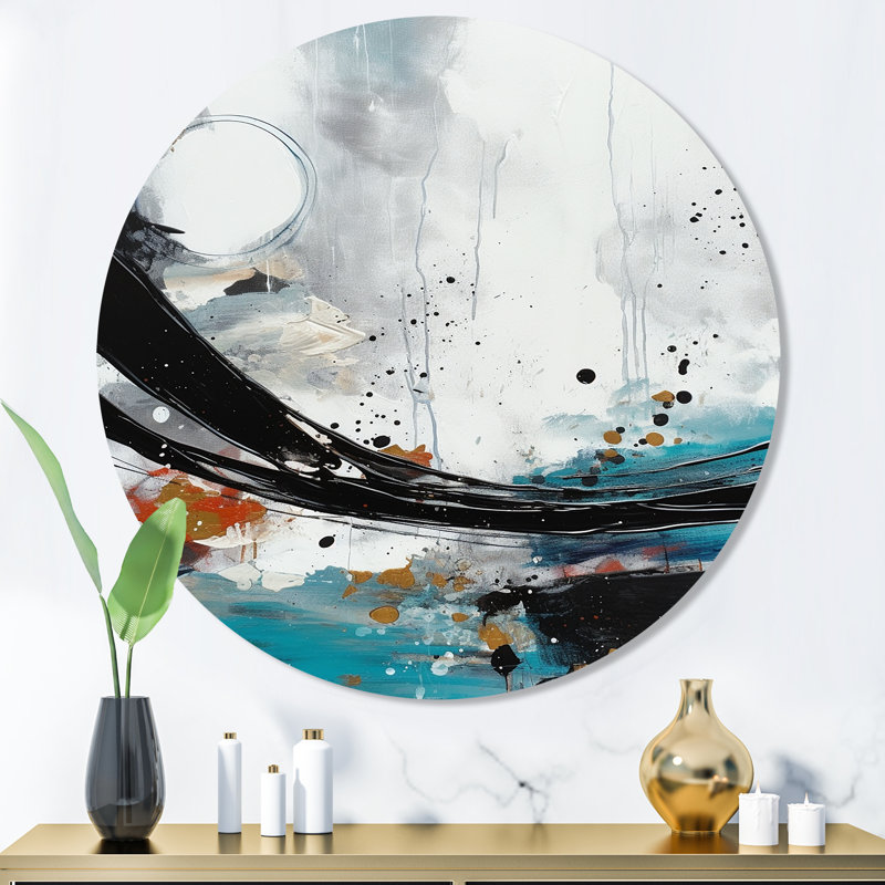 Exploring Boho Simplicity III - Abstract Round Wall Art on Metal, 16" H x 16" W x 1" D