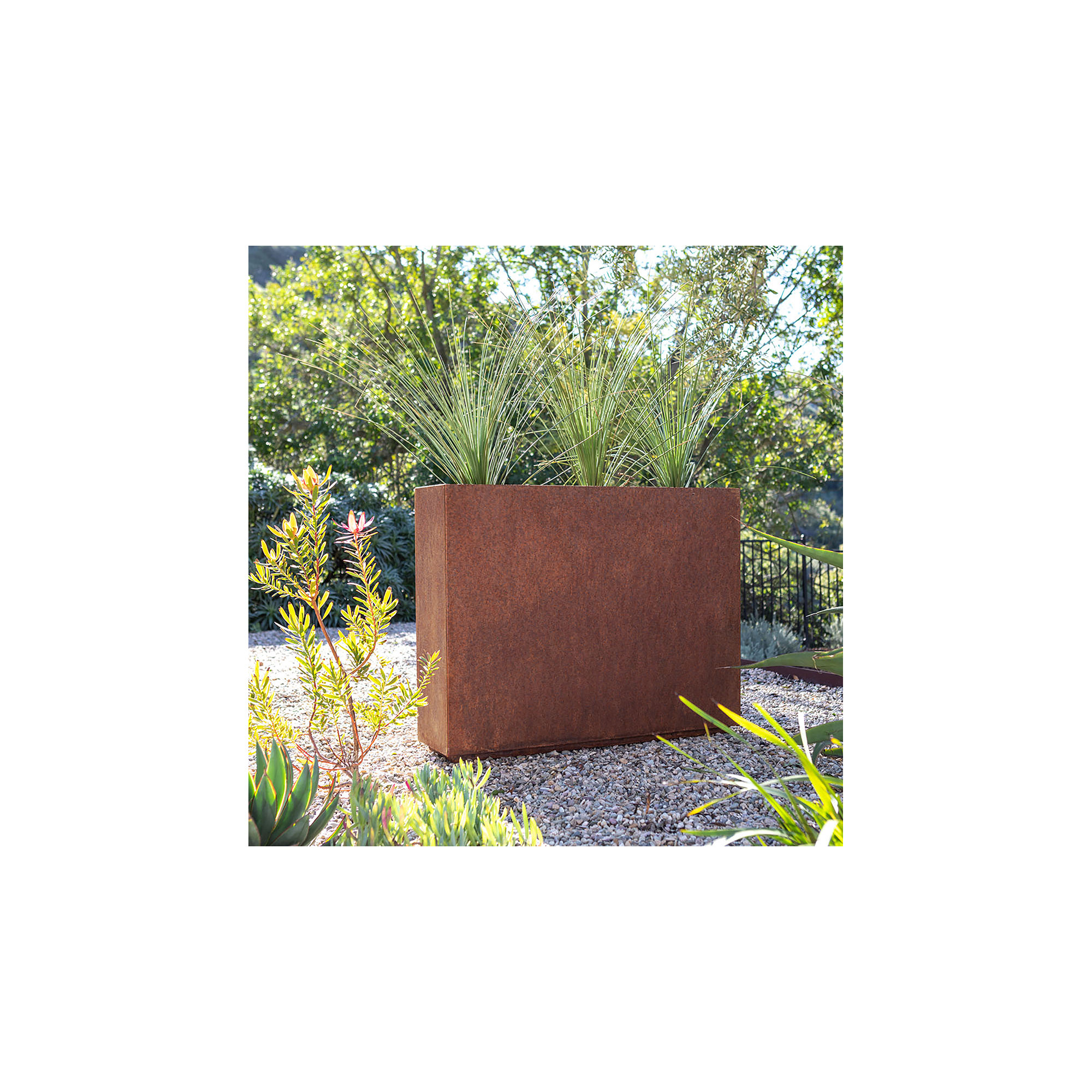 Corten Steel Series Span Planter, 30" H x 38" W x 10" D