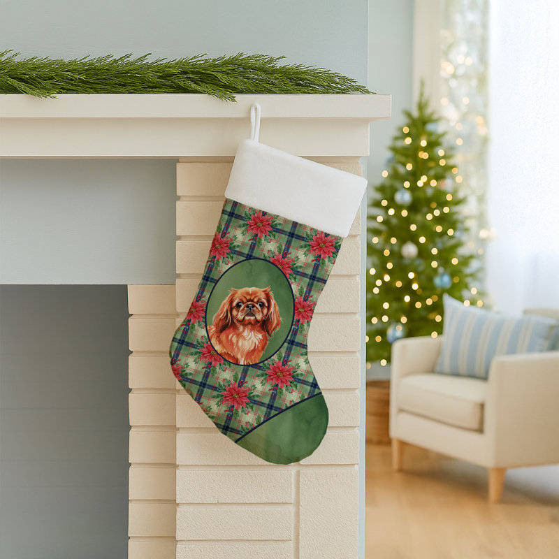 Chaussette de Noël rouge Pékinois