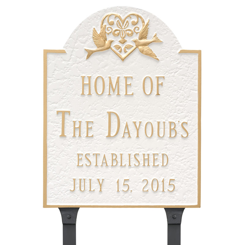 Two Hearts Wedding Anniversary Garden Plaque Sign, Yes, Black/Silver