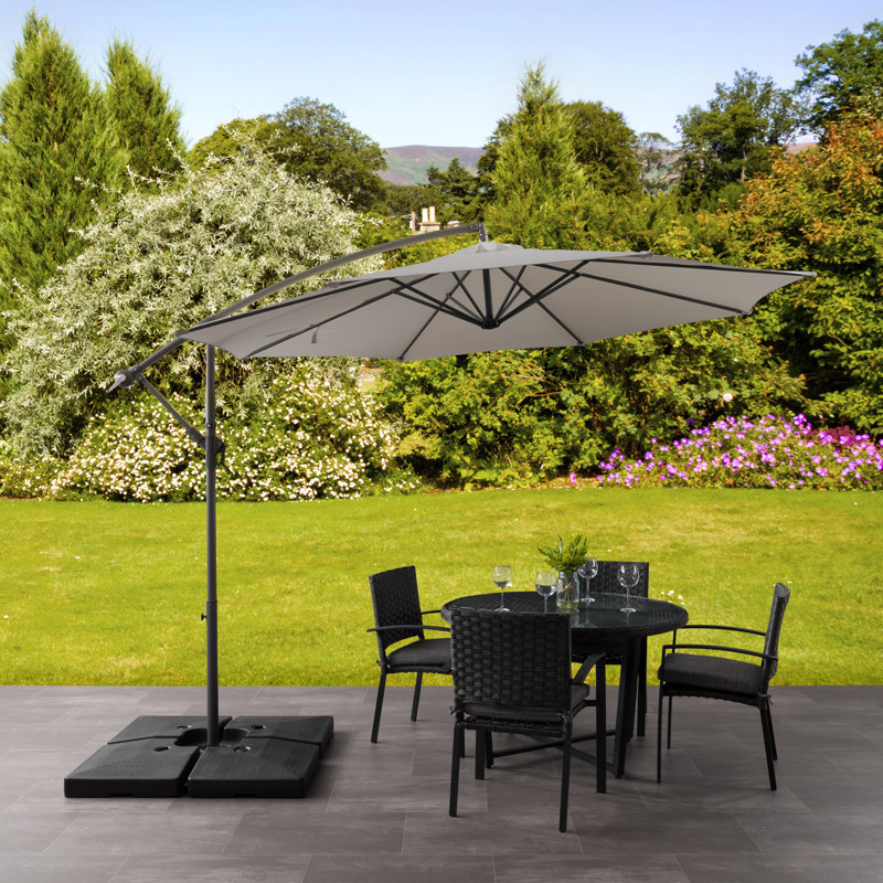 Parasol en porte-à-faux 9,6 pi avec base de comptoir Helland, Gris sableux