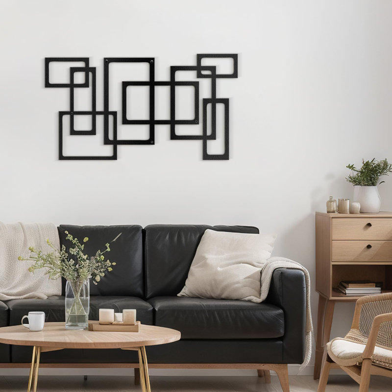 Décoration murale en métal, H 9 po x l 18 po x P 0,05 po, Noir