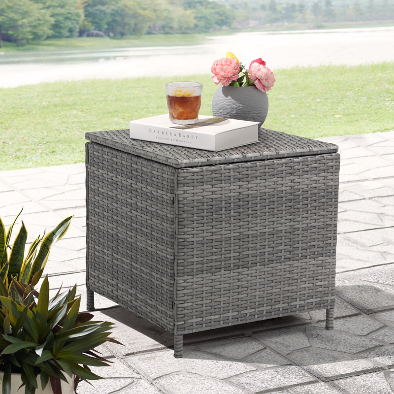 Caimin Square Metal Outdoor Side Table , 18.1'' in. W 18.1'' in. D, Gray