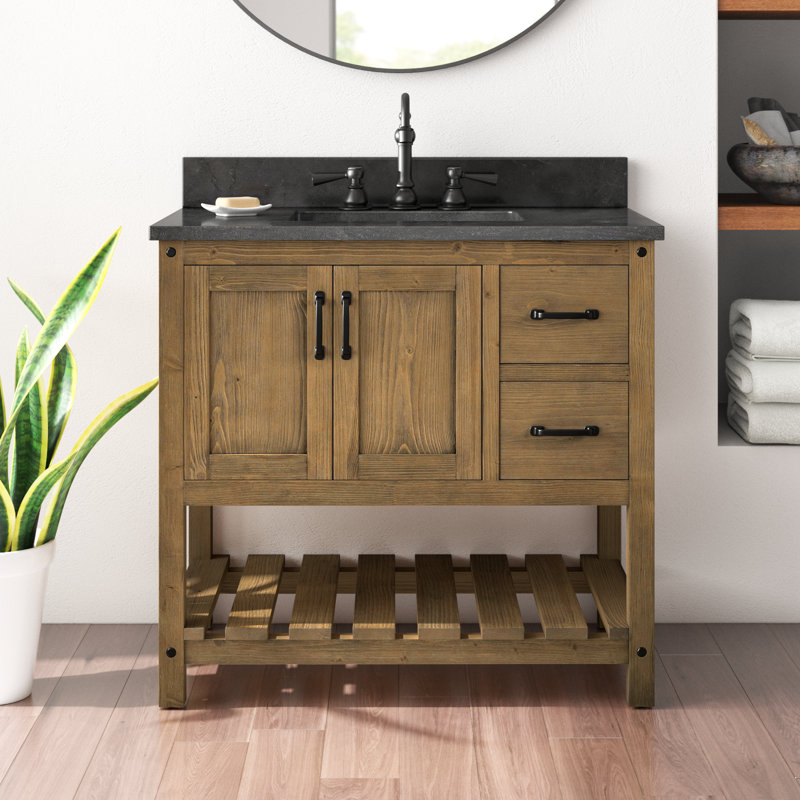 Meuble-lavabo simple 36 po Radstock, Naturel antique, Bleu Purbeck