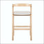 Tabouret en bois d'hévéa - Finition naturelle avec coussin en polyester beige-151399093