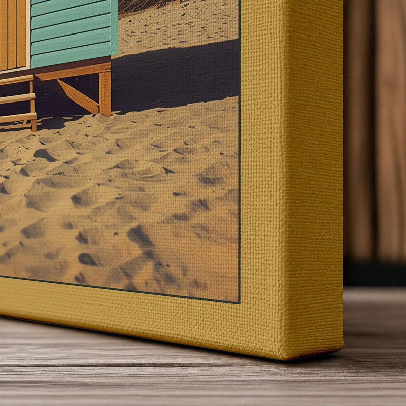 Solitary Beach Hut Coastal - Wrapped Canvas, 24x16 - 61.0 x 40.6 cm, Ochre Border