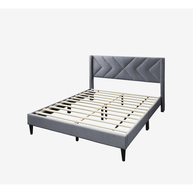 Lit tapissier en velours pour grand lit, gris