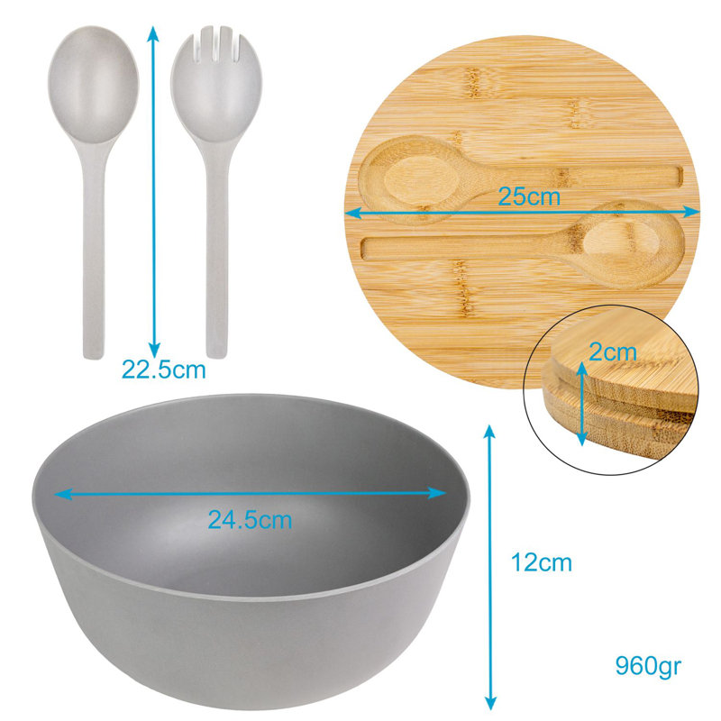 Latitude Run Atle Melamine Salad Bowl, in Grey