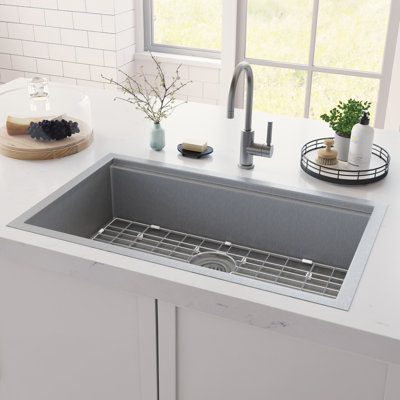 Santa Cruz Dual Mount Single Bowl 30 in. Sink Brushed Stainless Steel